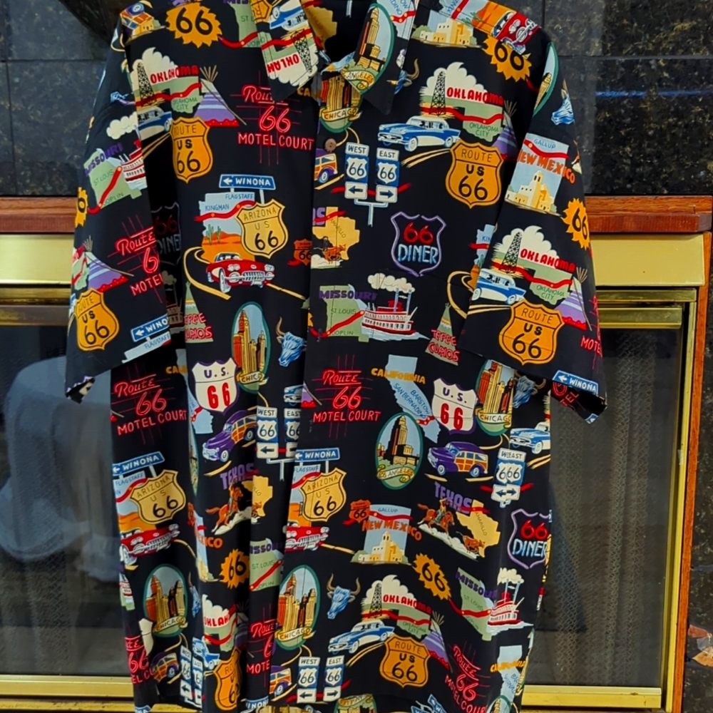 Route 66 shirt, High Seas Trading multi color print XXL